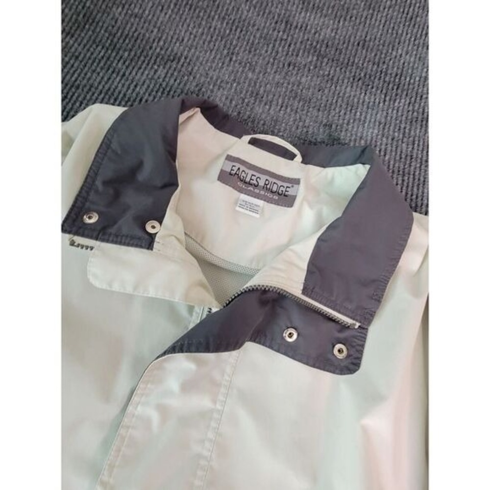 Eagles Ridge Classics Mens XLT Windbreaker Jacket Cream Grey Tall Lightweight